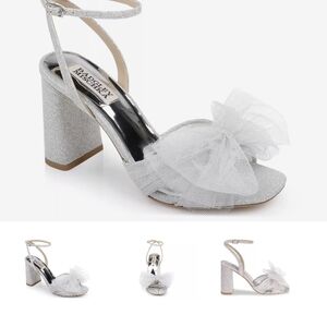 Badgley Mischka Glittering Silver Heels with Tulle Accent